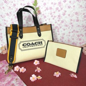 COACH Coach Denim back white great popularity new goods shoulder 2way white 