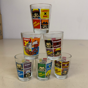 6個セット ワンピース ショットグラス SHOT GLASS ミニグラス ルフィ エース ゾロ サンジ サニー号 まとめ売り まとめて販【1071