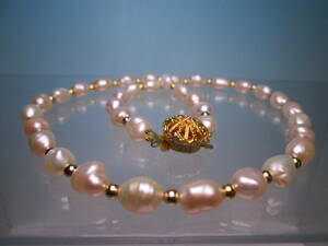 *book@ pearl fresh water pearl .6mmx8mm. design necklace 21,76g