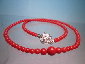 *SILVER fine quality red .. sphere 3,5mm~6mm. necklace 9,25g case attaching 