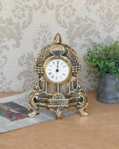 イタリア製 卓上時計 ロココスタイル 真鍮 ゴールド ヨーロピアン ホテル レストラン 店舗 インテリア 輸入 アンティーク調 豪華_画像1