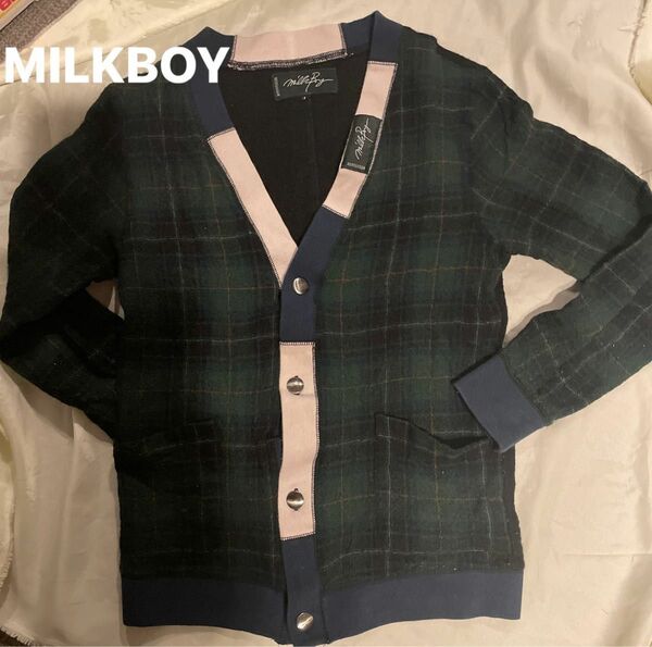 MILKBOY チェック　ニットカーディガン