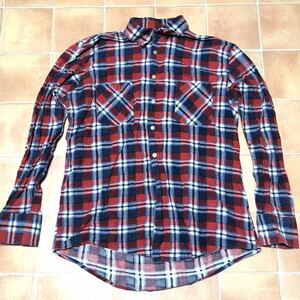 ◎70s 80s 90s　ヴィンテージ【Bud Berma】フランネルシャツ・size:L　Red/Navy/White　Highlander Flannel・Vintage・RN51043　アメリカ