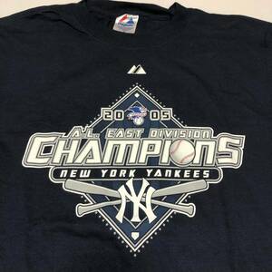 ★希少！状態良好！MAJESTIC社製！NEW YORK YANKEES 2005 ! A.L.EAST DIVISION CHAMPIONS ! T-SHIRT ! HIDEKI MATSUI 55 参加年 ! 古着！