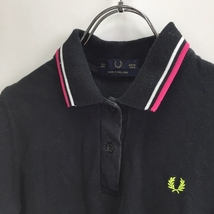 定番古着★FRED PERRY/フレッドペリー ポロシャツ 半袖 ロゴマーク ブラック 黒 コットン100％ サイズUSA6 レディース_画像5