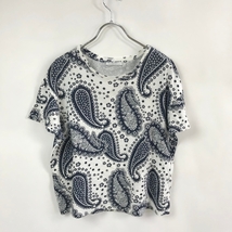 ZARA Trafaluc collection /ザラトラファルクコレクション 半袖 Tシャツ ペイズリー柄 ホワイト 白 ネイビー M レディース 綿100％_画像1