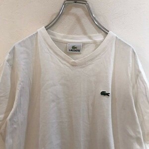 定番LACOSTE/ラコステ 半袖 VネックTシャツ ホワイト 白 レディース 2