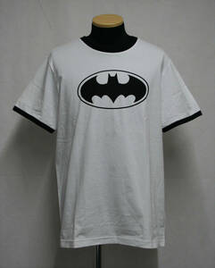 #62_0009 送料無料 [DCコミックス] BATMANプリントTシャツ半袖 メンズ（ユニセックス対応） XL ホワイト×ブラック