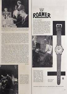 稀少・時計広告！1957年ローマー 時計広告/Roamer/Waterproof Swiss Watch/R