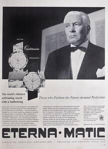 稀少・時計広告！1959年エテルナ 時計広告/Eterna Matic Centenaire Watch/R