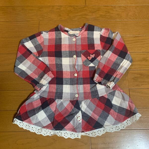 【110サイズ】 ニットプランナー KP チェック 長袖長袖ブラウス×1点