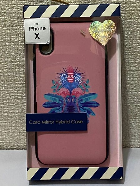 iPhone XS/X ハイブリッドケース ミラー付カード収納 フラミンゴA LP-I8LUHVMA LEPLUS Lucy