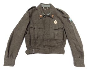 ビンテージ 米軍 US アーミー ミリタリー 40S WW2 IKE 正装 ウール ショート ジャケット 制服 カーキ OD レア ワッペン ピンバッジ 装飾