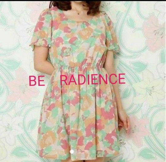 BE RADIANCE オリジナル柄ワンピース　ピンク　ビーラディエンス　花柄　ミニワンピース　220