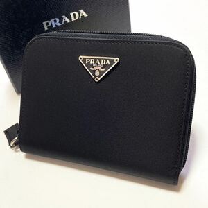 ★極上美品 PRADA プラダ ラウンドファスナー 財布 三角ロゴ トライアングル ブラック メンズ レディース【鑑定済み 本物保証】