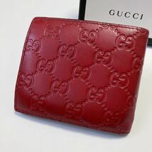 ★GUCCI グッチ シマ メンズ 折り財布 赤 中古【鑑定済み 本物保証】_画像1