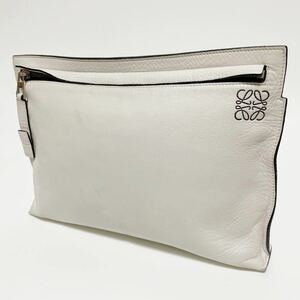 ★LOEWE アナグラム クラッチバッグ ホワイト系【鑑定済み 本物保証】