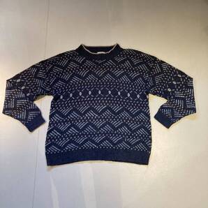 80s LLBean All-over pattern knit “silk×linen×cotton” 80年代 エルエルビーン 総柄ニット シルクリネンコットン 青ベース