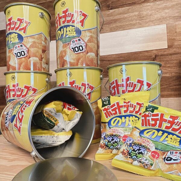 【SALE】湖池屋のり塩おしゃれ可愛いバケツ缶レトロ【24時間発送】缶のみ