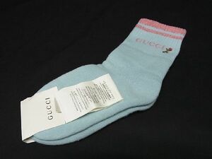 ■新品■未使用■ GUCCI グッチ コットン×ナイロン ラメ フラワー ソックス 靴下 サイズS(18-20cm) キッズ レディース ブルー系 AG4054アZ