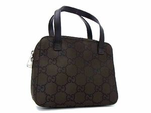 ■新品同様■ GUCCI グッチ 007 2005 001364 GG柄 ナイロン×レザー ハンドバッグ 手提げかばん レディース ブラウン系 AI0839sZ