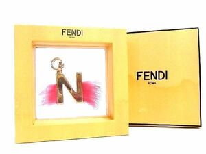 FENDI フェンディ ABCLICK N ファー ペンダントトップ イニシャルチャーム レディース ゴールド系×レッド系 a4029UO