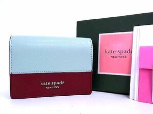 ■ Новый ■ Неиспользованный ■ Кейт Спейд Кейт Спейд Кожа Bi -fold Cakeling Coild Card Card Light Blue Type B3260OO