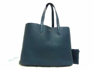 # as good as new # TIFFANY&Co. Tiffany leather pouch attaching tote bag shoulder bag shoulder .. bag lady's navy series e0349WZ