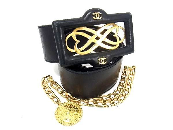 中古☆CHANEL☆シャネル☆レザーチェーンベルト☆ココマーク