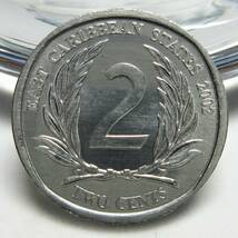 英領東カリブ 2セント 2002年 21.46mm 1.42g_画像1
