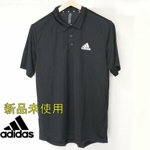 送料無料新品未使用O(XL)アディダス★ adidas 黒/ブラック 半袖ポロシャツ/薄手