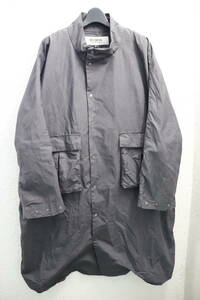 即決 BASISBROEK バージスブルック フラップポケット シルク混紡 コットンテックコート 立ち襟 スプリングコート チャコール メンズ 2