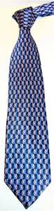 （ファッション小物・ネクタイ）細かな菱形模様のシルクタイ　Mario Gabri　紺色系　最大幅9.0㎝、最小幅3.5㎝、長さ145㎝　シルク100％