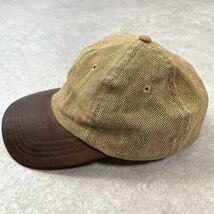 POLO GOLF RALPH LAUREN レザー ヘリンボーン ポニー 刺繍 6パネル キャップ 帽子 ポロゴルフ ラルフローレン メンズ 90S 00S CAP 古着_画像3