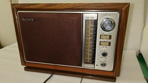 SONY FM/AM 2バンド ホームラジオ ICF-9740 ウッド 通電受信確認、ジャンク!!!!!!!!!!!