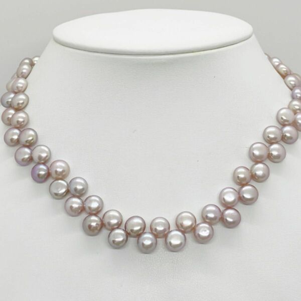 良品/ピンクパール ネックレス/ボタンshape/freshwater pearls.