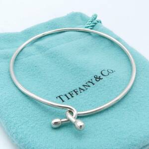 【送料無料】 極希少 美品 Tiffany&Co. ティファニー ダブル フック シルバー バングル ブレスレット SV925 FH67