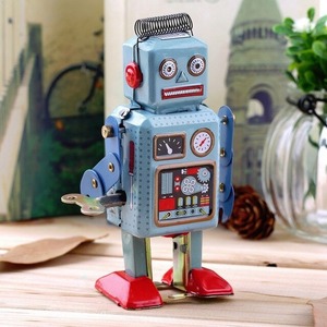 1 body Vintage machine clock device. metal walk robot tin plate. toy child gift retro A1487