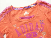 新品 adidas アディダス ★ピンク系　重ね着風　長袖　Tシャツ　袖に三本ライン　4　100_画像2