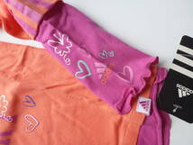 新品 adidas アディダス ★ピンク系　重ね着風　長袖　Tシャツ　袖に三本ライン　4　100_画像5
