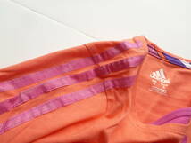 新品 adidas アディダス ★ピンク系　重ね着風　長袖　Tシャツ　袖に三本ライン　4　100_画像6