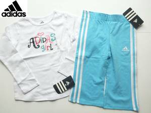 新品 adidas　アディダス★水色　上下セット　長袖　パンツ　5　110