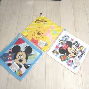 【新品】Disney ミッキーマウス プーさんループ付きタオル 3枚組