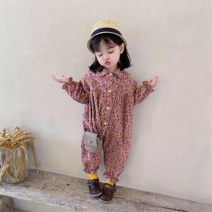 100cm 花柄サロペット