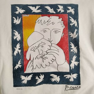 Picasso　ピカソ スウェット　シャツ　90年代 ビンテージ　vintage ホワイト　SPADEM　1995　L〜XL 絵画　sweat トレーナー　レア　アート