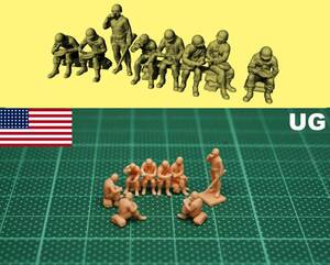 1/144 未組立 WWII USA Soldiers Eating & Drinking Resin Kit (fine detail 8 figures) (S2545)