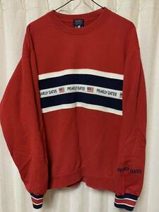 90's PEARLY GATES パーリーゲイツ 星条旗柄スウェット ラインロゴ刺繍 ゴルフトレーナー 赤 レッド サイズM vintage