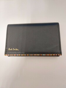 3973　Paul Smith ポールスミス ストライプポイント カードケース 牛革 873-301 箱あり