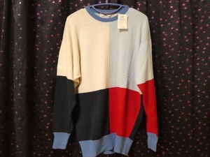 LONGCHAMP Long Champ long sleeve knitted sweater size 42 black, red, blue unused tag attaching [1711109a]