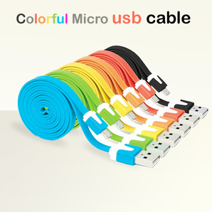 色お任せ5本セット MicroUSB Android スマートフォン 1m フラットUSBケーブル